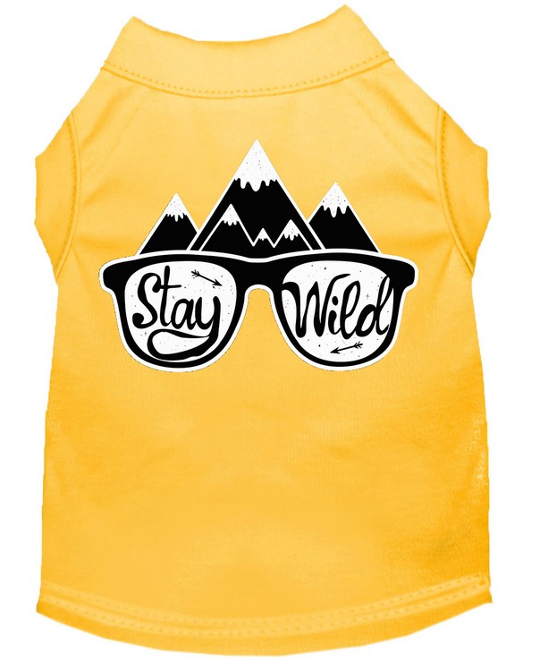 Stay Wild Screen Print Dog Shirt Yellow XL